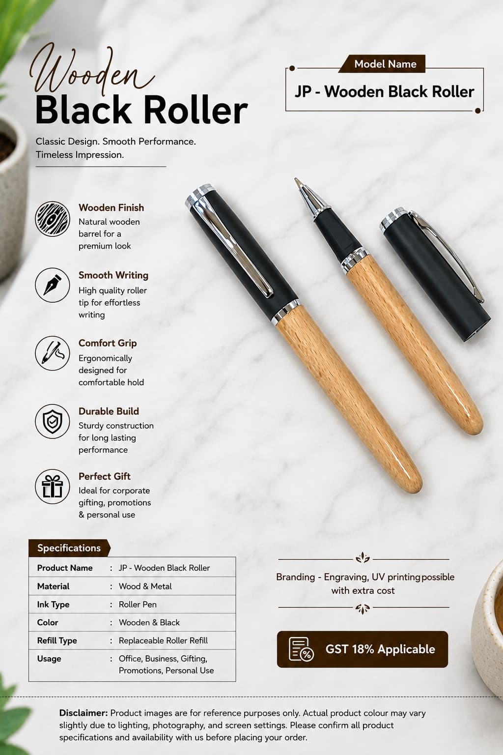 Pen Wooden Black Roller