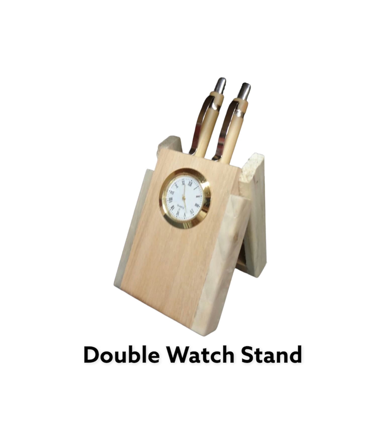 Wooden Pen Stand Double Watch Stand